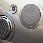 Several different speakers built into the hull of the yacht. Built-in speakers in the vehicle.